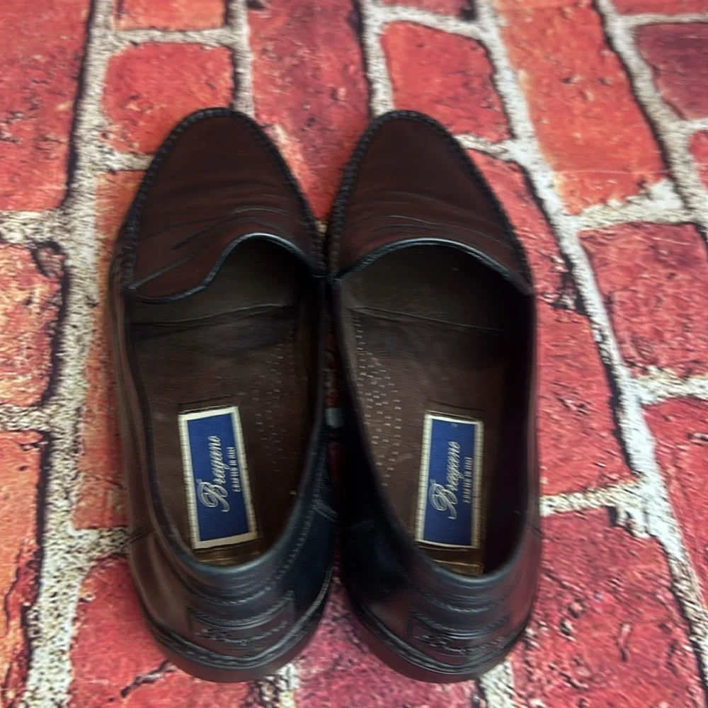Vintage BRAGANO- BLACK Soft LEATHER Loafer made in ITALY Men's 10 M